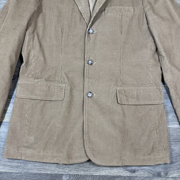 J.Crew Blazer Mens Medium Brown Corduroy Sport Coat 3 Button Notch Lapel - Picture 3 of 15